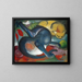 to katte blå og gul - Franz Marc — indrammet kunstværk på væggen