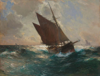 Le bateau de Lowestoft au large de Cornwall - Franz Müller-Gossen — visning af kunstværket