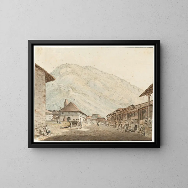 Vue d'Unterseen - Franz Niklaus König — indrammet kunstværk på væggen