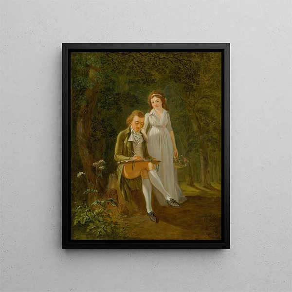 Portrait af Jean Frédéric Dostervald 1773-1850 og hans hustru Rose-Marie Alexandrine Divernois - Franz Niklaus König — indrammet kunstværk på væggen
