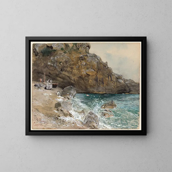 La plage à Marina Piccola, Capri - Franz Skarbina — indrammet kunstværk på væggen