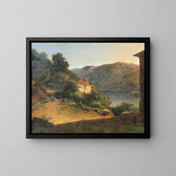 Vue du Salzkammergut - Franz Steinfeld — indrammet kunstværk på væggen