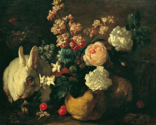 Franz Werner von Tamm - Stillleben mit Kaninchen Blumen und Frchten.webp