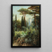 et romantisk slotpark i syd - Franz Xaver Birkinger Source: Tableau Un parc romantique de château dans le sud - Franz Xaver Birkinger | Reproduction — indrammet kunstværk på væggen