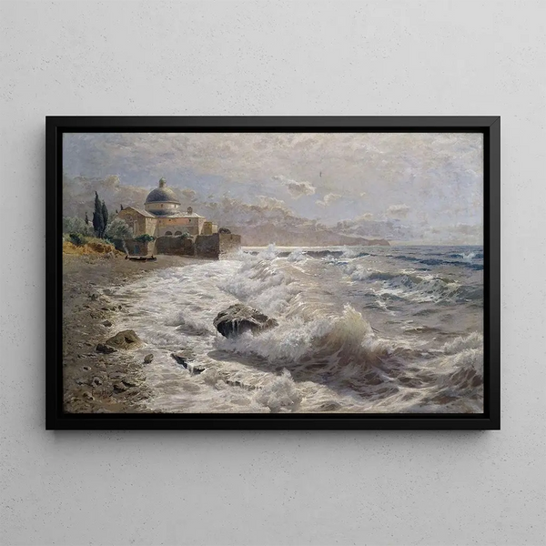 Franz Xaver Hoch - Italienische Kstenlandschaft mit einer Klosteranlage.webp