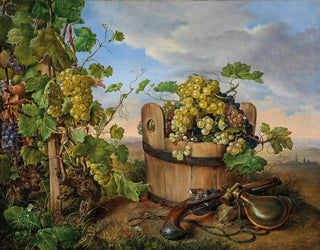 Franz Xaver Petter - Stillleben mit Weintrauben und Pistole.webp