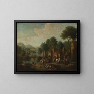 Franz de Paula Ferg - Landscape with peasants at play.webp