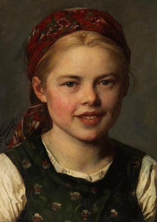 Franz von Defregger - Dirndl mit Kappe.webp