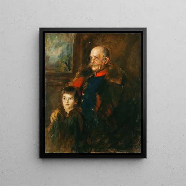 Le général von Hartmann og hans søn Hermann - Franz von Lenbach — indrammet kunstværk på væggen