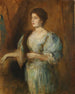 Portrait af en dame med perlekæde og pelsstole - Franz von Lenbach — visning af kunstværket