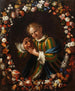 Børn med en maske i en blomsterkrans - Franz von Margety — visning af kunstværket