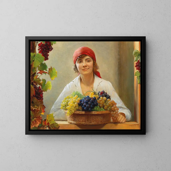 La récolte des raisins - Franz von Matsch | Reproduction — indrammet kunstværk på væggen