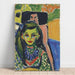Fränzi foran en skulptureret stol - Ernst Ludwig Kirchner — vægpræsentation af kunstværket