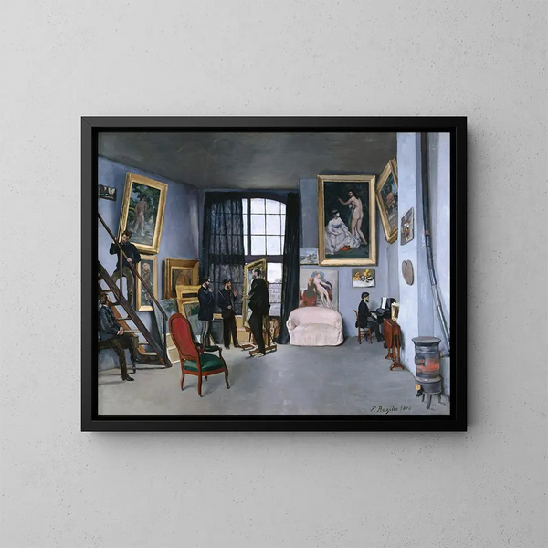 Le Studio de Bazille - Frédéric Bazille — indrammet kunstværk på væggen