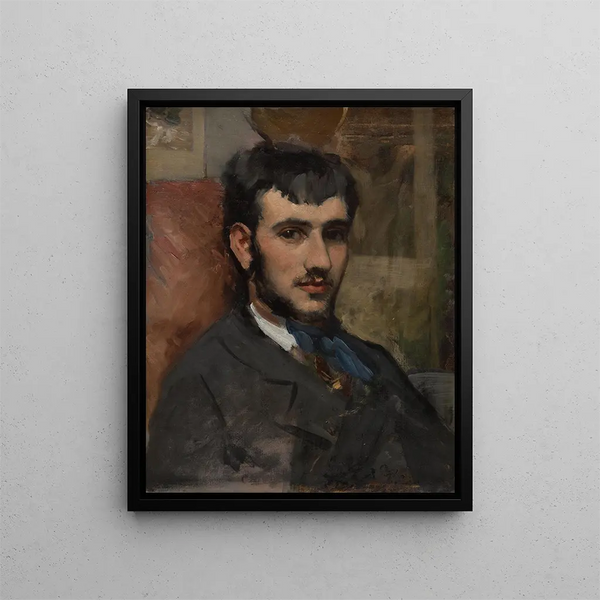 Portrait af Renoir - Frédéric Bazille — indrammet kunstværk på væggen