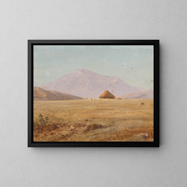 Plateau montagneux de l'Équateur med en hytte - Frederic Edwin Church — indrammet kunstværk på væggen