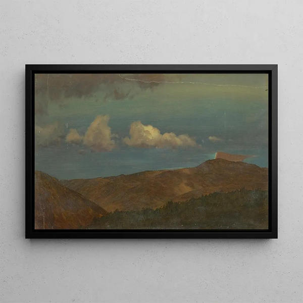 Landskab med bakkede landskaber - Frederic Edwin Church — indrammet kunstværk på væggen