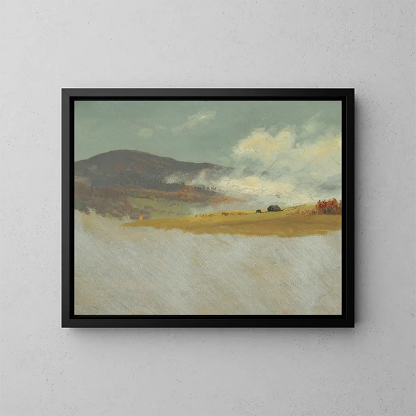 Landskabelige maleri med bakkede landskaber - Frederic Edwin Church — indrammet kunstværk på væggen