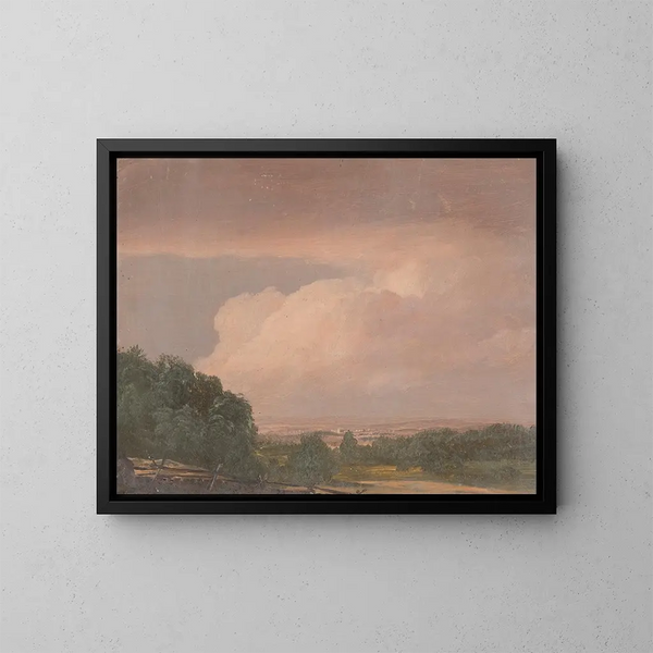 Landskab sandsynligvis af Hudson-dalen - Frederic Edwin Church — indrammet kunstværk på væggen