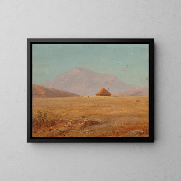 Plateau montagneux med en hytte - Frederic Edwin Church — indrammet kunstværk på væggen