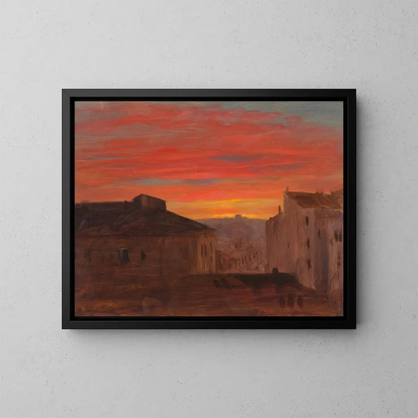 Tagehimmel over Pincio, Rom - Frederic Edwin Church — indrammet kunstværk på væggen