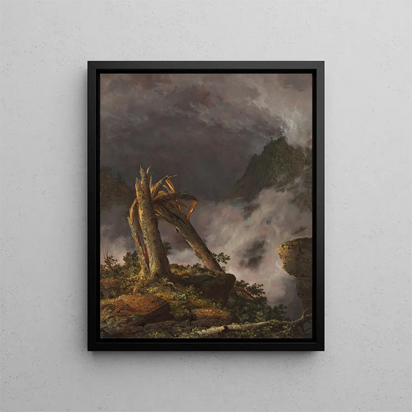 Tempête i bjergene - Frederic Edwin Church — indrammet kunstværk på væggen