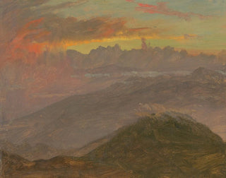 Solnedgang og bjerge - Frederic Edwin Church — visning af kunstværket