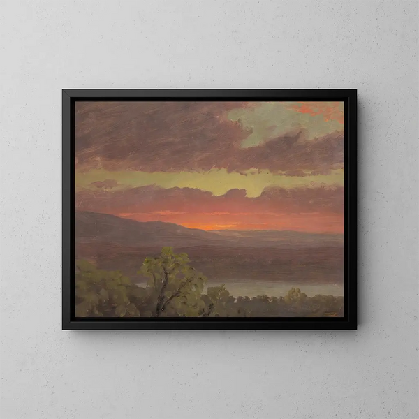 Solnedgang i Jamaica, Vestindiske øer - Frederic Edwin Church — indrammet kunstværk på væggen