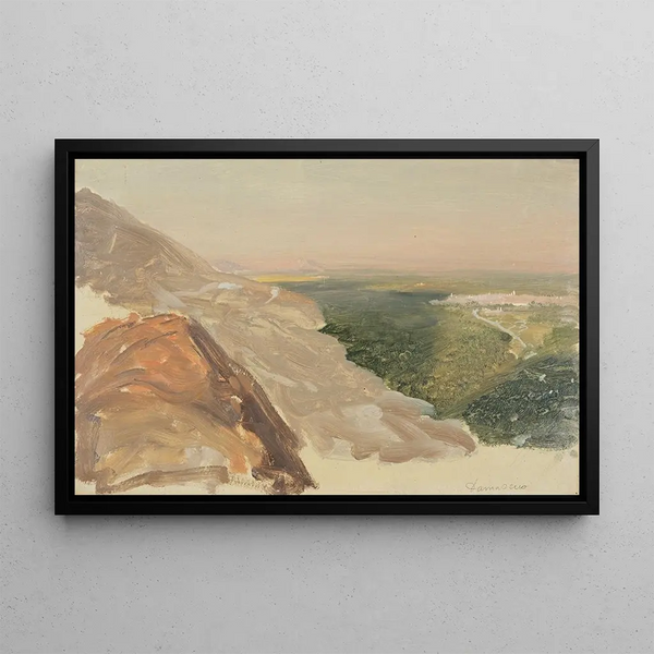 Vue d'une plaine avec Damas, Syrien, depuis les bjerge - Frederic Edwin Church — indrammet kunstværk på væggen