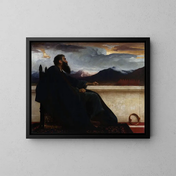 Oh hvis jeg havde vinger som en due, så ville jeg flyve væk, og jeg ville finde hvile, Salme 55:6 - Frederic Leighton — indrammet kunstværk på væggen