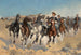 Frederic Remington | Démontés, les quatrièmes cavaliers déplaçant les chevaux menés — visning af kunstværket