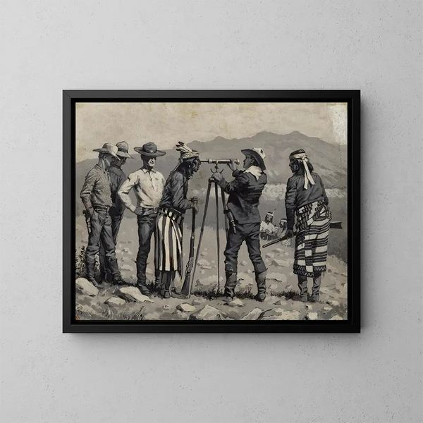 Se gennem teleskopet - Frederic Remington — indrammet kunstværk på væggen