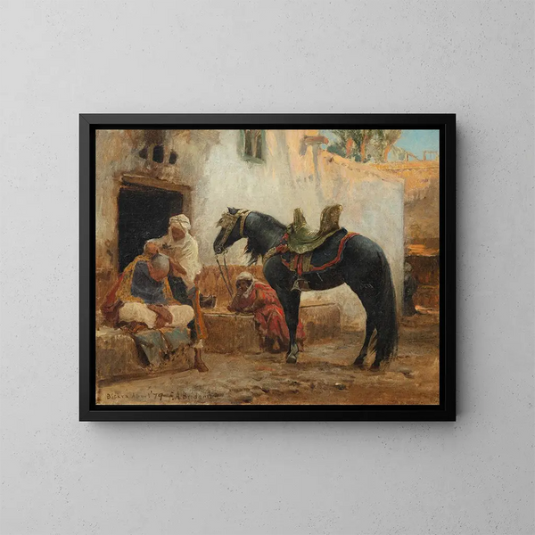 Le barbier de Biskra - Frederick Arthur Bridgman — indrammet kunstværk på væggen