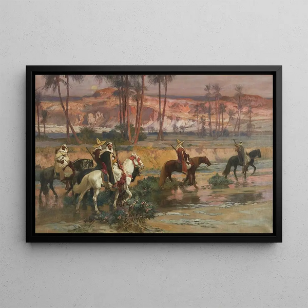 Franchissant le ruisseau, Algérie - Frederick Arthur Bridgman — indrammet kunstværk på væggen