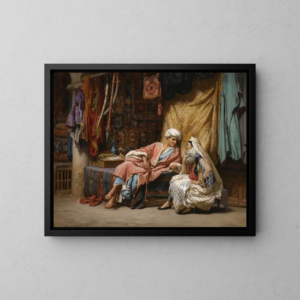 i det tunesiske souk - Frederick Arthur Bridgman — indrammet kunstværk på væggen