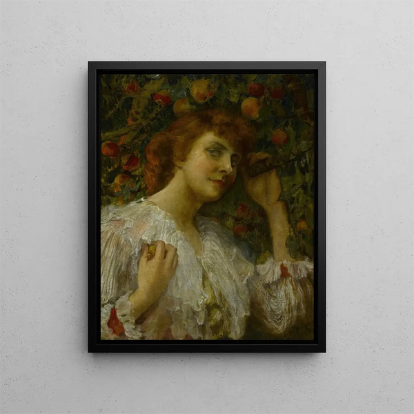 Dame med ferskner - Frederick Arthur Bridgman — indrammet kunstværk på væggen