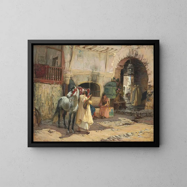 På vej til en gåtur i Constantine, Algeriet - Frederick Arthur Bridgman — indrammet kunstværk på væggen