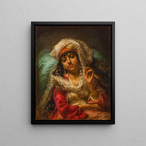 L'Éventail du paon - Frederick Arthur Bridgman — indrammet kunstværk på væggen