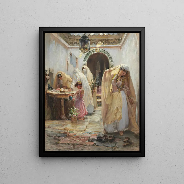 Kvinder ved fontænen - Frederick Arthur Bridgman — indrammet kunstværk på væggen