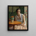 Portrait af en kvinde med en kaktus - Frederick Carl Frieseke — indrammet kunstværk på væggen