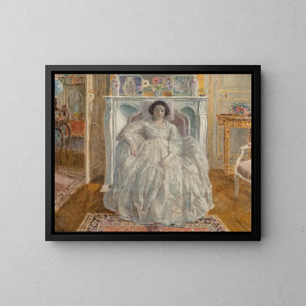 La Robe blanche - Frederick Carl Frieseke — indrammet kunstværk på væggen