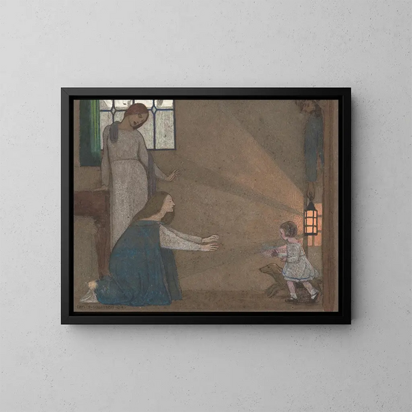 Studie for L'Enfant perdu - Frederick Cayley Robinson — indrammet kunstværk på væggen