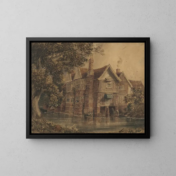 den gamle Farnham Hall, Suffolk - Frederick George Reynolds — indrammet kunstværk på væggen