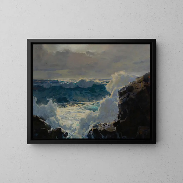 Vågbrud - Frederick Judd Waugh — indrammet kunstværk på væggen