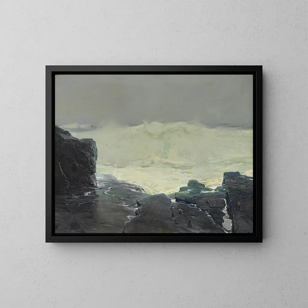 Surf et brouillard, Monhegan, Maine - Frederick Judd Waugh — indrammet kunstværk på væggen