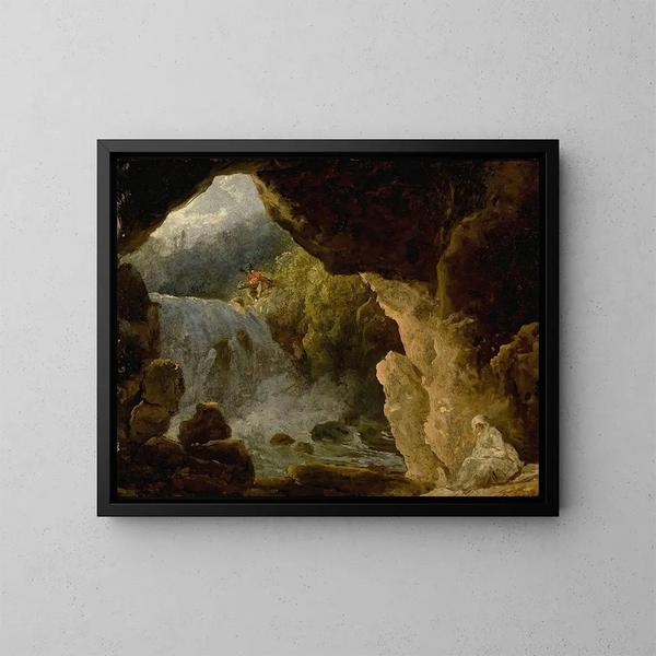 La grotte de Neptune à Tivoli - Ecole Française — indrammet kunstværk på væggen