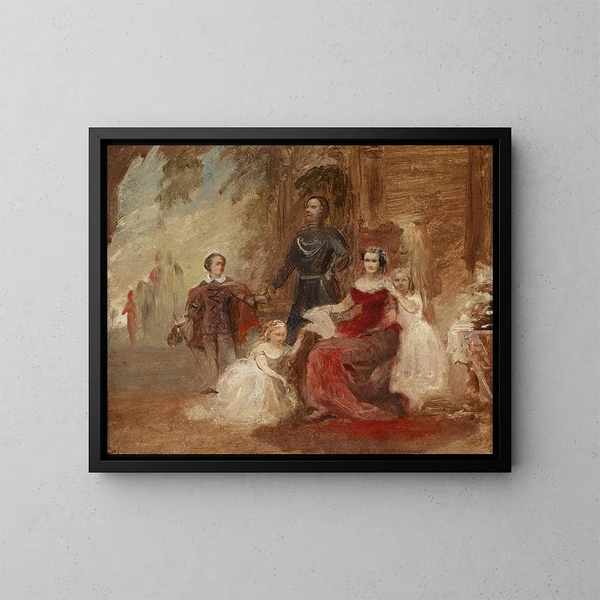 Kongeligt Hannover-familie maleri, studie - Friedrich August von Kaulbach — indrammet kunstværk på væggen