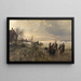 Flodflod ved Rhinen nær Karlsruhe i 1887 - Friedrich Kallmorgen — indrammet kunstværk på væggen