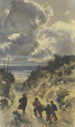 Chemin creux au bord de mer med fire mænd 1852 - Friedrich Karl Hausmann — visning af kunstværket