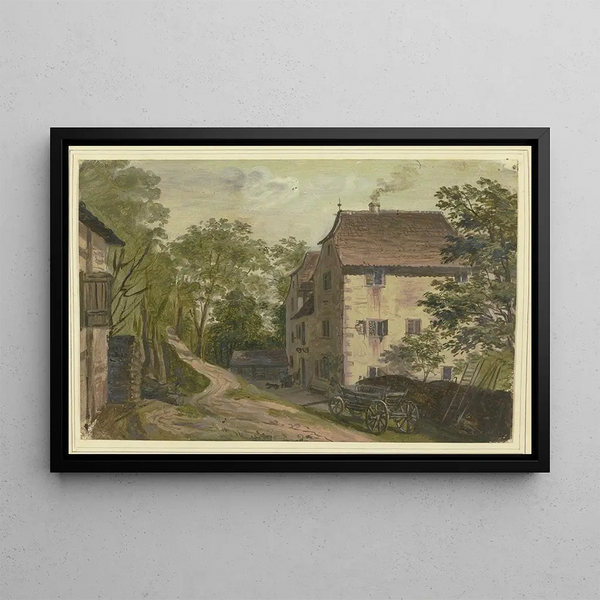 Friedrich Mosbrugger - Manor house a carriage in front.webp
